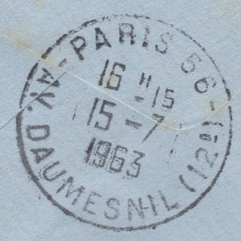 112460 1963 UNDELIVERED MAIL WOKING TO FRANCE WITH "RETURNED POSTAL PACKET" ENVELOPE.