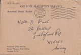 112460 1963 UNDELIVERED MAIL WOKING TO FRANCE WITH "RETURNED POSTAL PACKET" ENVELOPE.