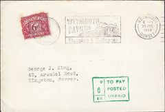 112479 1968 UNPAID MAIL WEYMOUTH TO SURREY/REUSED 6D POSTAGE DUE APPLIED!