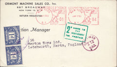 112480 1965 UNDERPAID MAIL USA TO LETCHWORTH/ADVERTISING/POSTAGE DUES.