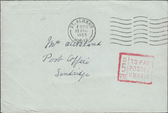 112494 1955 UNPAID MAIL ST. ALBANS TO SANDRIDGE.