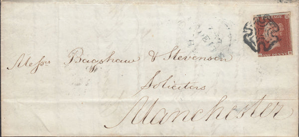 112523 1843 DARK BLUE MALTESE CROSS OF PRESTON ON COVER (SPEC B1sc).