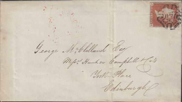 112530 - 1843 GLASGOW MALTESE CROSS ON COVER.