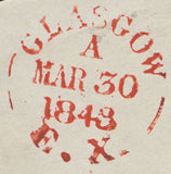 112530 - 1843 GLASGOW MALTESE CROSS ON COVER.
