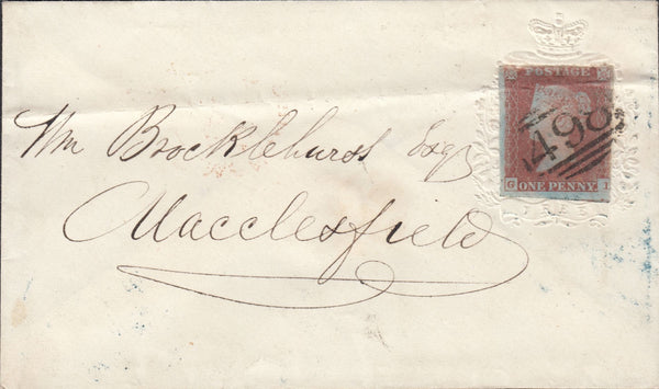 112539 1849 "CROWN" FREE ENVELOPE MANCHESTER TO MACCLESFIELD.