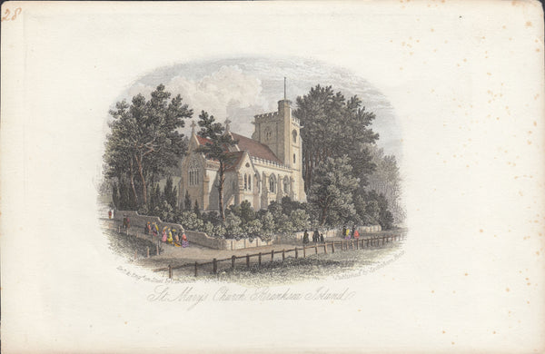 112600 CIRCA 1860 PRINT OF 'ST. MARY'S CHURCH BRANKSEA ISLAND'.