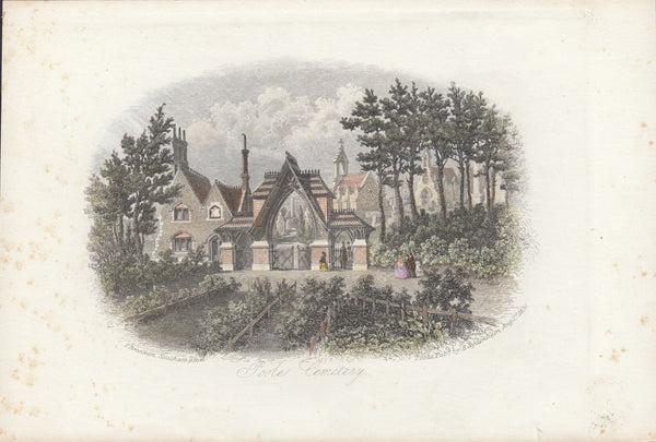 112603 CIRCA 1860 PRINT OF 'POOLE CEMETERY'.