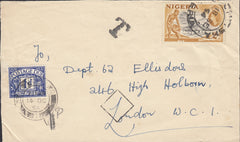 112624 1954 UNDERPAID MAIL NIGERIA TO LONDON.