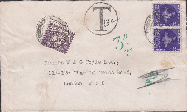 112630 1963 UNDERPAID MAIL INDIA TO LONDON.
