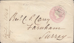 112660 "324" NUMERAL OF GUERNSEY ON 1D PINK ENVELOPE TO SURREY.