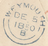 112730 1850 "873" NUMERAL OF WEYMOUTH IN BLUE ON COVER (SPEC B1xb).