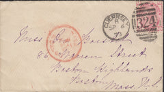 112753 1873 MAIL GUERNSEY TO USA/3D ROSE PL.11 (SG143)(CL).