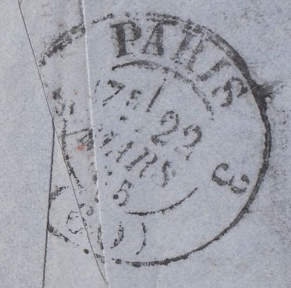 112769 1865 MAIL LIVERPOOL TO PARIS/4D PALE RED (SG80) X 2 (KK TJ).