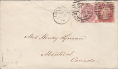 112774 1870 MAIL LONDON TO MONTREAL/3D ROSE (SG103)/1D PL.129 (SG43).
