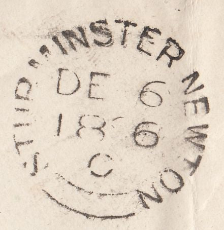 112781 1866 "996" 3HOS NUMERAL CANCELLATION OF STURMINSTER NEWTON ON COVER.