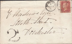 112789 1871 UNDERPAID MAIL WEYMOUTH TO DORCHESTER/HAND STAMP "2d".