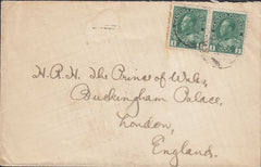 112820 1914 MAIL CANADA TO "THE PRINCE OF WALES, BUCKINGHAM PALACE".
