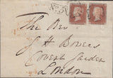 113032 1843 DORSET/"BLANDFORD PENNY POST" (DT56)/1D PL.21 (SG8) X 2.
