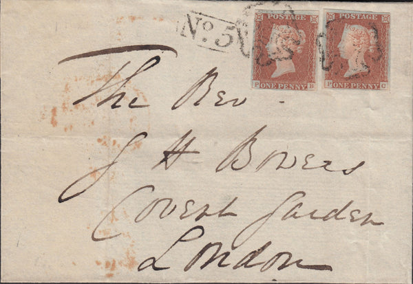 113032 1843 DORSET/"BLANDFORD PENNY POST" (DT56)/1D PL.21 (SG8) X 2.