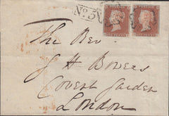 113032 1843 DORSET/"BLANDFORD PENNY POST" (DT56)/1D PL.21 (SG8) X 2.