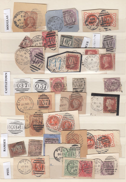 113367 COLLECTION OF ISLE OF MAN CANCELLATIONS ON BRITISH STAMPS.