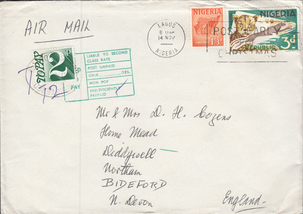 113411 1972 UNDERPAID MAIL NIGERIA TO BIDEFORD, DEVON.