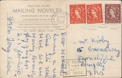 113428 1965 UNDERPAID NOVELTY POST CARD JERSEY TO BINGLEY.