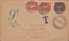 113429 1958 MAIL SAN REMO TO WAKEFIELD/STAMPS INVALID.