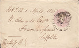 113451 1846 1D PINK ENVELOPE CANCELLED 1844 NUMERAL AND WOODBRIDGE DATE STAMP.