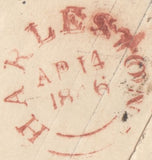 113451 1846 1D PINK ENVELOPE CANCELLED 1844 NUMERAL AND WOODBRIDGE DATE STAMP.