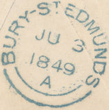 113467 1849 1D PINK ENVELOPE BURY ST. EDMUNDS TO RICHMOND SURREY.