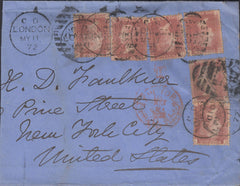 113583 1872 MAIL LONDON TO USA/MIXED PLATES (SG43).