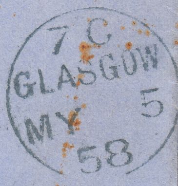 113679 "KINNING PLACE" TYPE III SCOTS LOCAL ON COVER (CO. LANARK PARENT POST OFFICE GLASGOW).