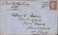 113686 "UNION STREET" TYPE V SCOTS LOCAL ON COVER (PARENT POST OFFICE ABERDEEN).