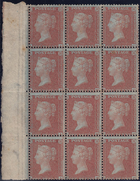 113718 1855 DIE 2 1D PL.14 L.C.14 (SPEC C6) LEFT MARGINAL MINT BLOCK OF TWELVE.