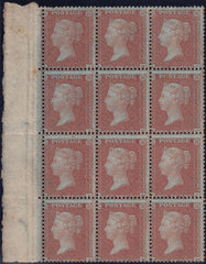 113718 1855 DIE 2 1D PL.14 L.C.14 (SPEC C6) LEFT MARGINAL MINT BLOCK OF TWELVE.