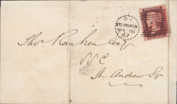 113787 1867 EDINBURGH DOTTED CIRCLE (RA6) ON PART WRAPPER.