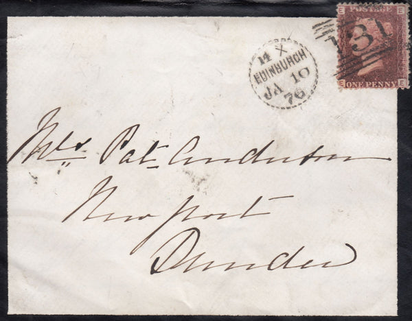 113789 1876 EDINBURGH DOTTED CIRCLE (RA9) ON MOURNING ENVELOPE.