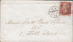 113818 1865 EDINBURGH DOTTED CIRCLE (RA5) ON COVER.