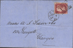 113825 1871 EDINBURGH DOTTED CIRCLE (RA10) ON COVER.