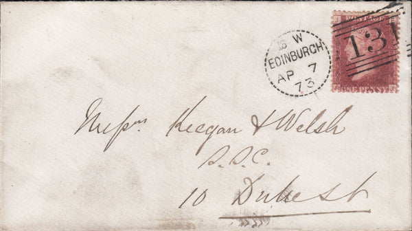 113828 1873 EDINBURGH DOTTED CIRCLE (RA10) ON COVER.