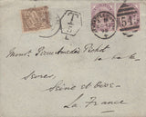 113927 1896 UNDERPAID MAIL NEWCASTLE ON TYNE TO FRANCE.