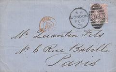 113935 1878 2½D U.P.U. RATE LONDON TO PARIS.
