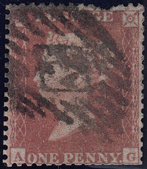 114030 1854-5 DIE 1 PLATE 202 MATCHED PAIR LETTERED AG PERF 16 (SG17) AND PERF 14 (SG22).