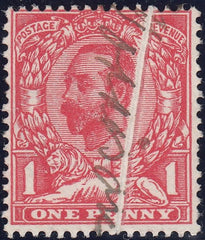 114078 1911 1D DOWNEY DIE A WMK CROWN (SG327)/PAPER FOLD.