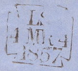 114145 PL.38 (GL) RED-ORANGE ON VERY BLUED (BLOTCHY) PAPER (SG29 SPEC C8(7).