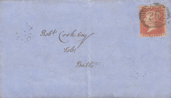 114158 PL.44 (GF) ORANGE BROWN ON LIGHTLY BLUED PAPER (SG29/SPEC C8(5) ON COVER LONDON TO BATH.