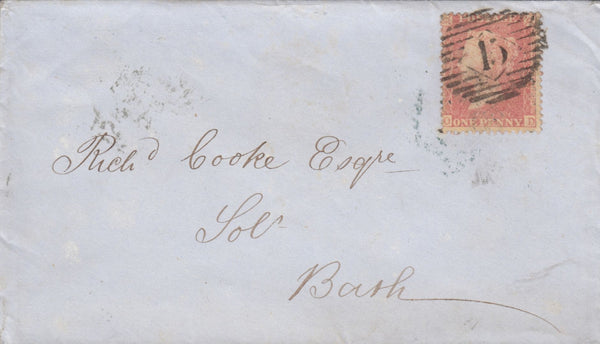 114162 PL.38 (OD) PALE ROSE SHADE ON TRANSITIONAL PAPER (SPEC C9(4) ON COVER LONDON TO BATH.