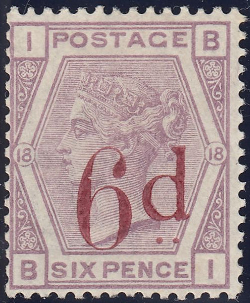 114220 1883 6D ON 6D LILAC (SG162) FINE MINT.