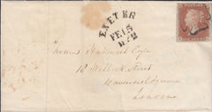 114237 1842 DEVON/"EXETER" SKELETON DATE STAMP (DN608/610) ON COVER.